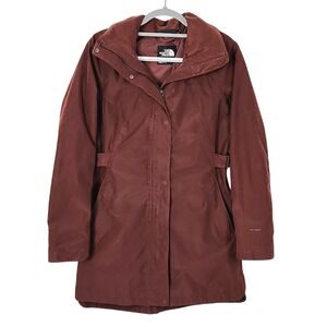 The North Face Laney Trench Jacket Medium Maroon Hooded Water Wind Proof DryVent